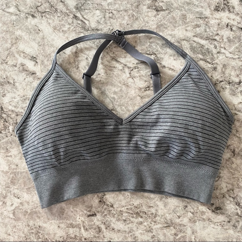 Gray and Black Sports Bra Padded Convertible Strap